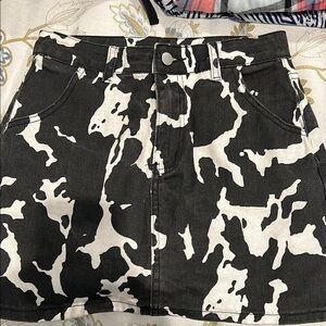 Black and White Cow Print Skirt